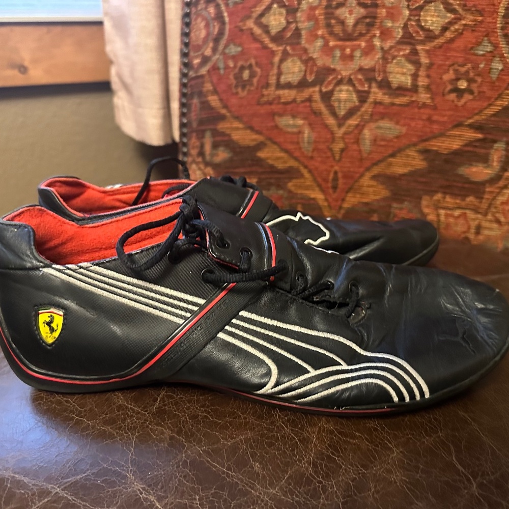 Puma Ferrari Future Cat Black Leather Driving Shoes